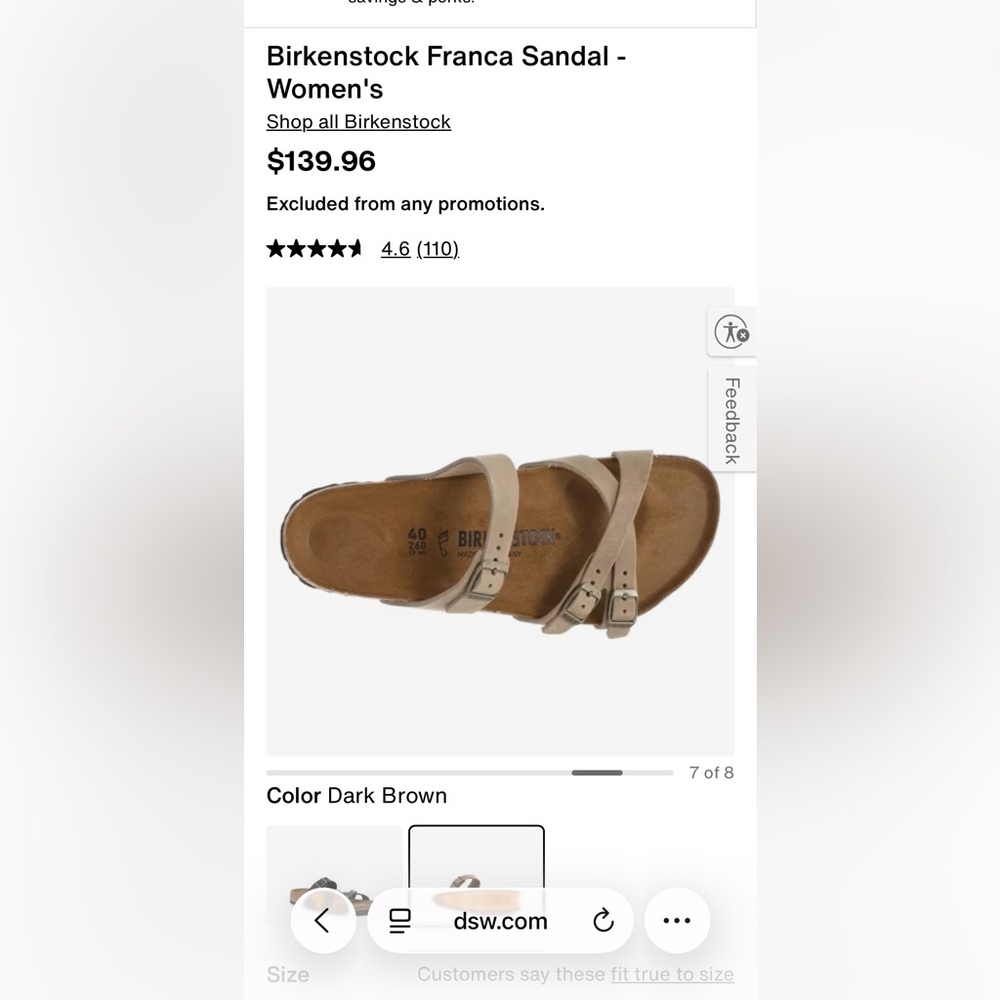 Birkenstock Women’s Franca Taupe Suede Two-Strap Sandals size 38